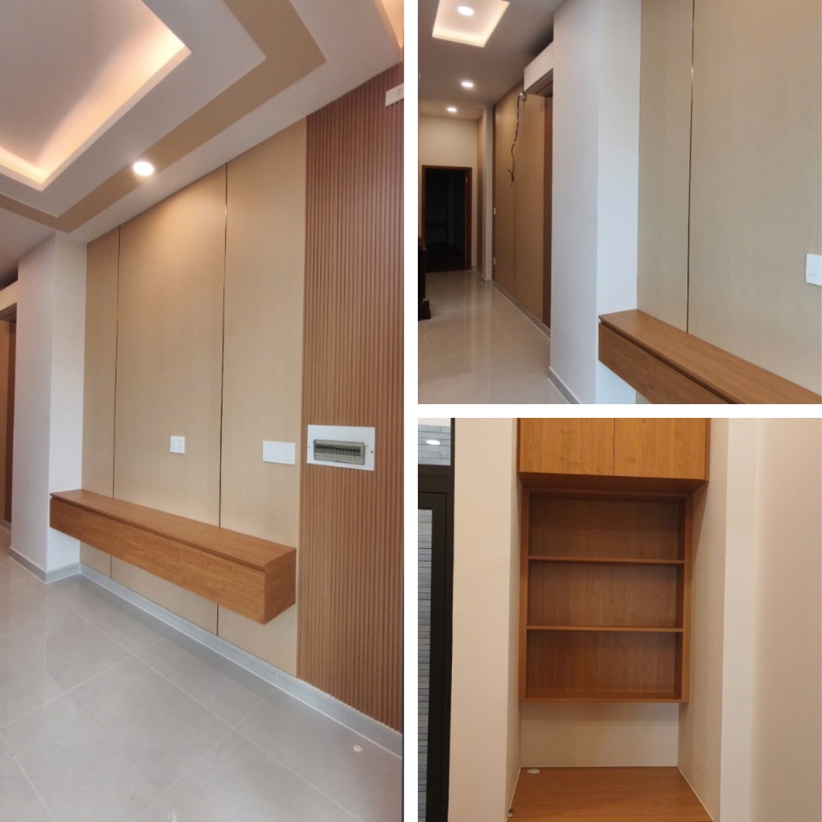 Tổng hợp vách lam gỗ và kệ tivi anh Tùng